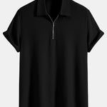 Knitted Ribbed Zip Polo