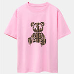 Geometric Dissolving Bear Drop Shoulder Oversize T-Shirt