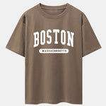 Boston Slogan Print Drop Shoulder Oversize T-Shirt