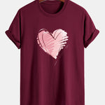 Regular Fit Doodle Heart Print Cotton T-Shirt