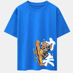 Kung Fu Bear Print Drop Shoulder Oversize T-Shirt