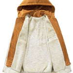 2 In 1Plush Lined Corduroy Hooded Baseball Jacket