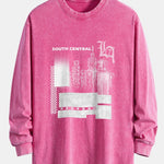 Los Angeles Landscape Print Relax Fit Washed Distressed T-Shirt