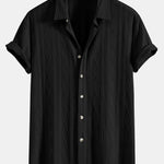 Knitted Geometric Rhombus Jacquard Button Up Shirt