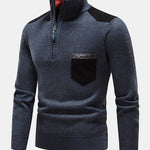 Contrast Pocket Panel Half Zip Sweater
