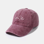Keep Smiling Letter Casual Versatile Washed Cotton Baseball Cap