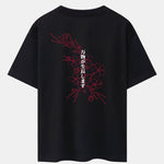 Floral Slogan Back Back Print Drop Shoulder Oversize T-Shirt