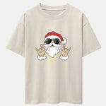 Hip Hop Santa Print Heavy Weight Drop Shoulder Oversize T-Shirt
