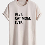 Regular Fit Best Cat Mom Ever Print Cotton T-Shirt
