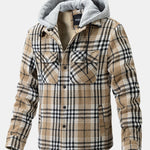 Teddy Fleece Lined Detachable Flannel Plaid Hooded Coat
