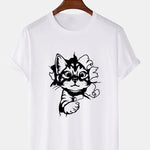 Cat Breaks The Wall Print T-shirt