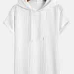 Geometry Jacquard Hooded Arc Hem T-Shirt & Geometric Jacquard Drawstring Shorts