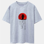 Japanese Samurai Print Drop Shoulder Oversize T-Shirt