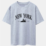New York Slogan Print Drop Shoulder Oversize T-Shirt