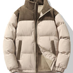Corduroy Patchwork Puffer Jacket