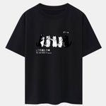 Friend Cat Print Drop Shoulder Oversize T-Shirt