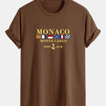 Regular Fit Monaco Slogan Print Cotton T-Shirt