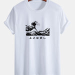Regular Fit Waves Ukiyo-e Print Cotton T-Shirt