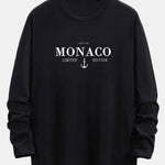 Long Sleeve Monaco Print Cotton Arc Hem T-Shirt