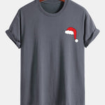 Regular Fit Santa Hat Print Cotton T-Shirt