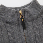 Braided Mock Neck Quarter Zip Sweater