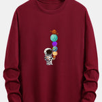 Long Sleeve Planet Astronaut Print Cotton T-Shirt