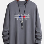 Long Sleeve Paris Slogan Print Cotton T-Shirt