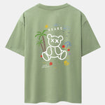 Bear On Vacation Print Drop Shoulder Oversize T-Shirt