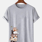 Cartoon Cat Print T-Shirt
