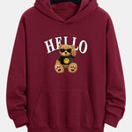 Hello Sunglasses Bear Print Relax Fit Hoodie