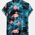 Flamingo Tropical Print Button Up Shirt