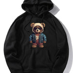 Bear In Leather Jacket Print Hoodie