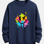 Colorful Mud Splatter Smiley Face Print Relax Fit Sweatshirt