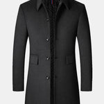 Quilted Lined Wool Blend Lapel Overcoat