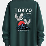 Tokyo Crane Back Print Relax Fit Sweatshirt