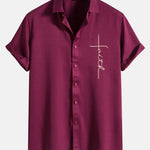 Faith Letter Print Button Up Shirt