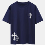 Cross Print Drop Shoulder Oversize T-Shirt