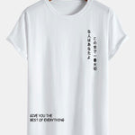 Japanese Slogan Print Cotton Arc Hem T-Shirt