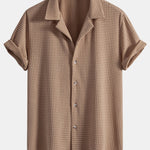 Short Sleeve Waffle Cuban Shirt & Straight Leg Linen Pants