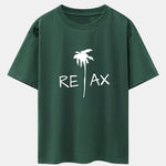 Relax Palm Tree Print Drop Shoulder Oversize T-Shirt