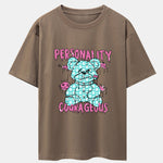 Dissolving Bear Slogan Print Drop Shoulder Oversize T-Shirt