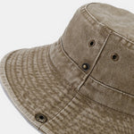 Washed Distressed Bucket Hat With Chin Strap