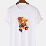 Bear Playing Basketball Print T-Shirt