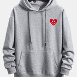 Heart Shaped Smiley Face Print Relax Fit Hoodie