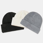 3 Pieces Solid Color Warm Knit Beanie Hat