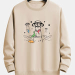 Dinosaur Spaceship Print Relax Fit Sweatshirt