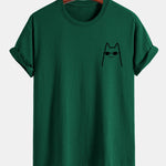 Regular Fit Cat With Sunglasses Print Cotton T-Shirt