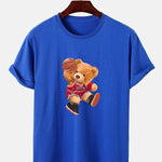 Bear Playing Basketball Print T-Shirt
