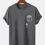 Cat In Pocket Print T-Shirt