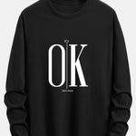 Long Sleeve OK Slogan Print Cotton T-Shirt